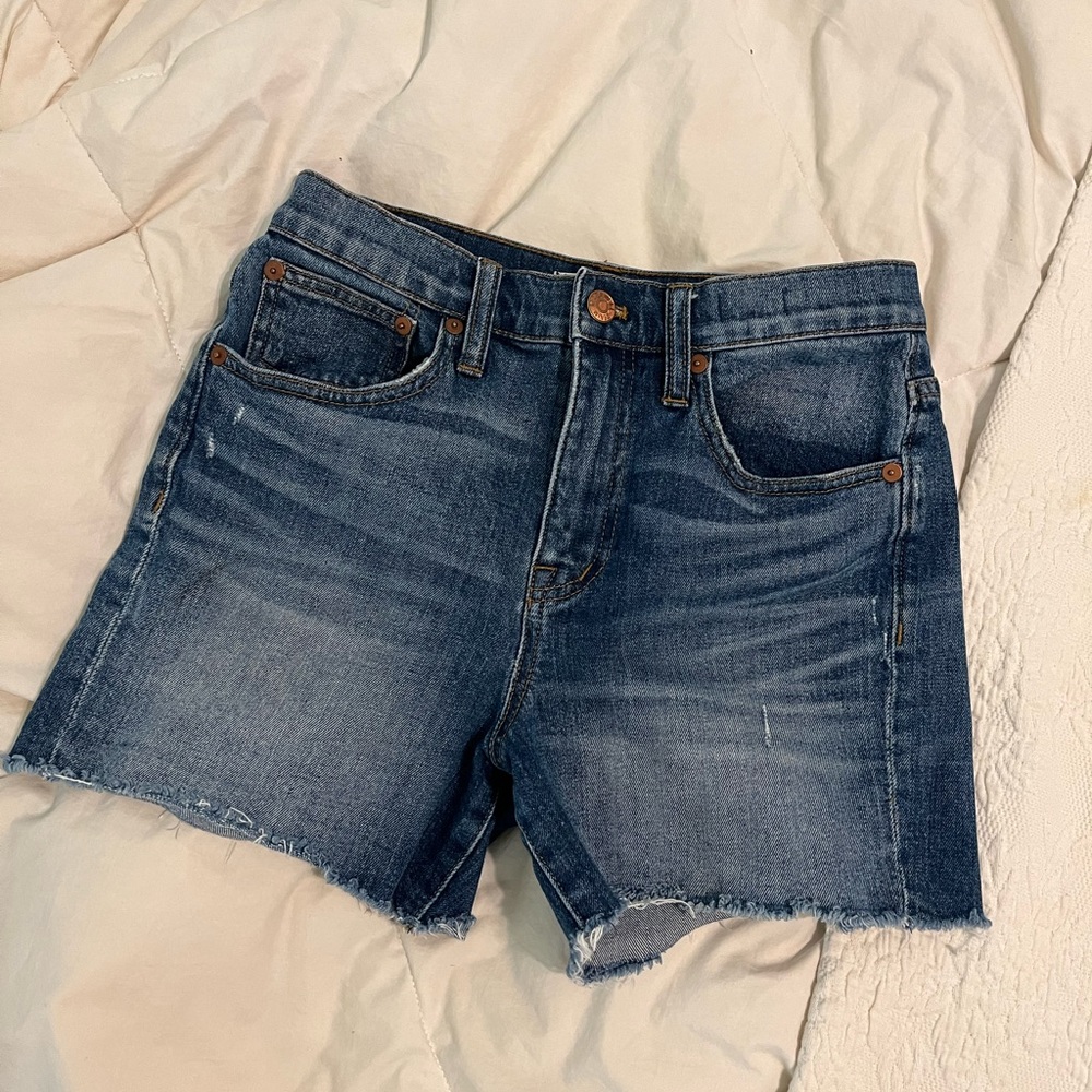 High rise denim shorts